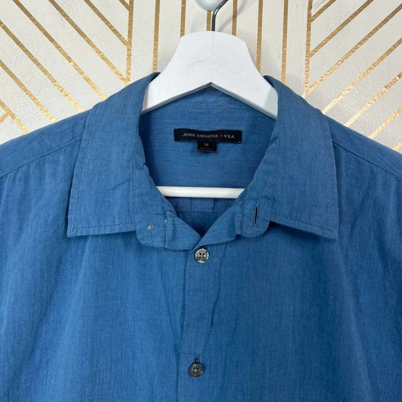 John Varvatos Star‎ Usa Short Sleeve Solid Shirt in Blue Size US Medium - Picture 2 of 12